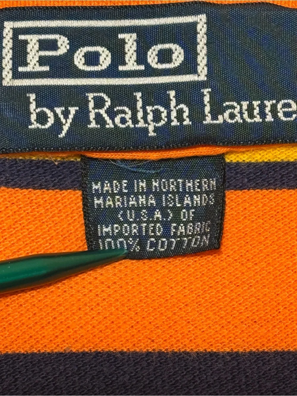 VTG Polo Ralph Lauren Striped Polo Shirt Orange Blue Pink Pony Sz XXL (fits XL)